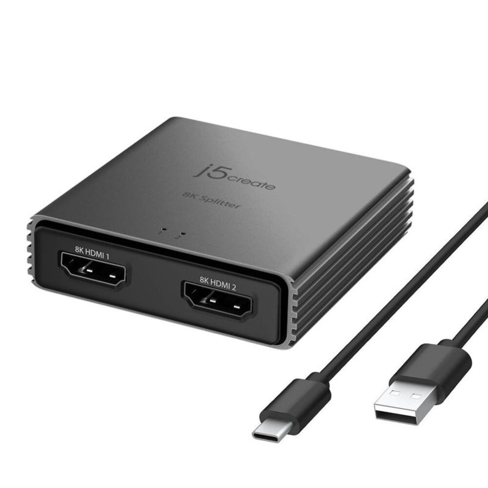 j5create -  HDMI 2.1 8K Splitter 1 In and 2 Out - Bla Black